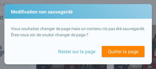 Modale d'une modification non sauvegardé